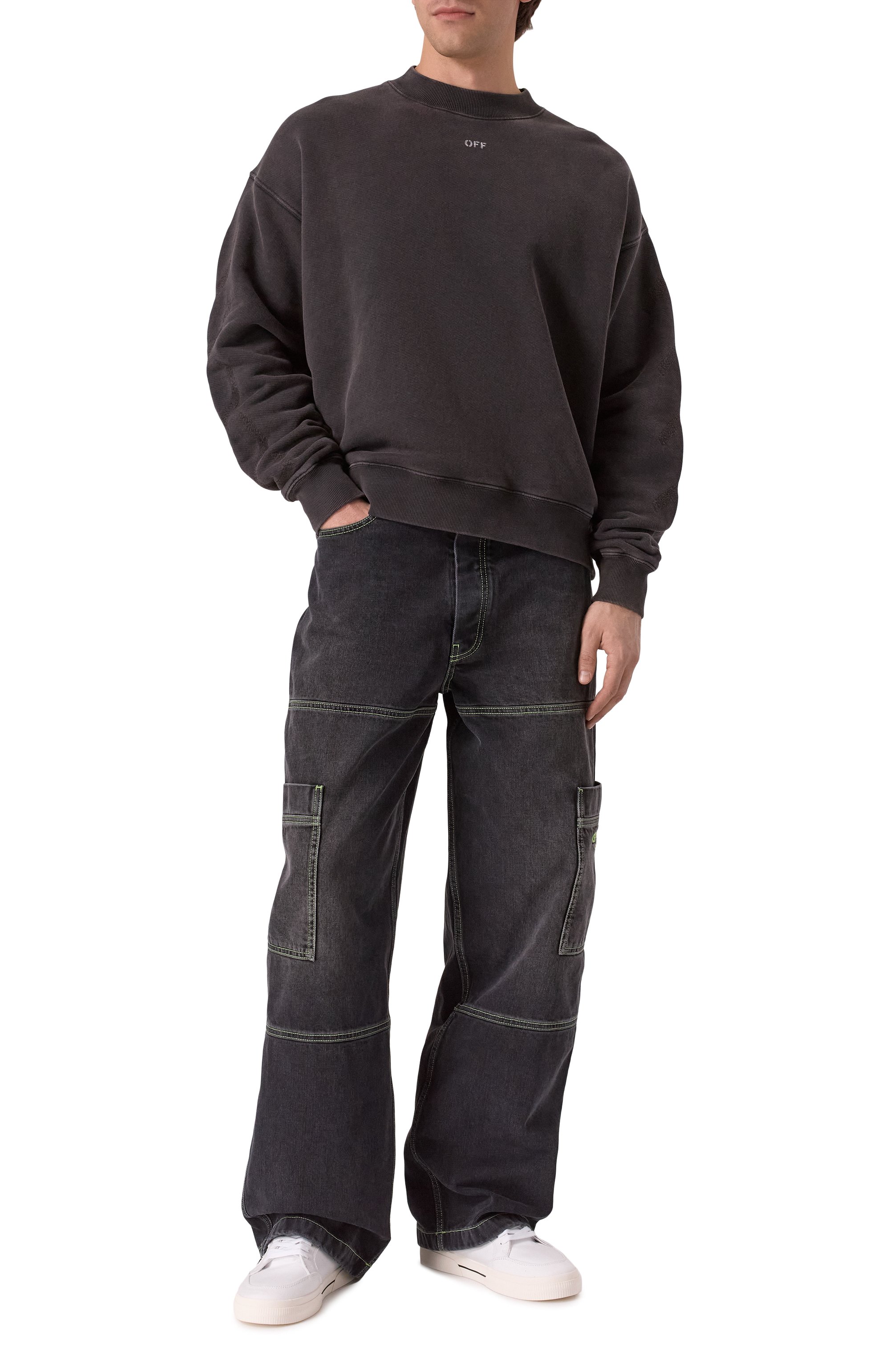 Хлопковый свитшот OFF-WHITE, арт. 0MBA054C99FLE009, фото 3