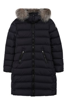 Детская пуховик с капюшоном MONCLER ENFANT синего цвета, арт. E2-954-49921-25-68352/8-10A | Фото 1 (Кросс-КТ: Зима; Девочки Кросс-КТ: Пуховик-верхняя одежда; Рукава: Длинные; Материал внешний: Синтетический материал; Материал сплава: Проставлено, Проверено; Материал подклада: Синтетический материал; Статус проверки: Проверено, Проверена категория; Драгоценные камни: Проставлено; Материал утеплителя: Пух и перо; Ростовка одежда: 10 - 11 лет | 140 - 146см, 8 лет | 128 см)