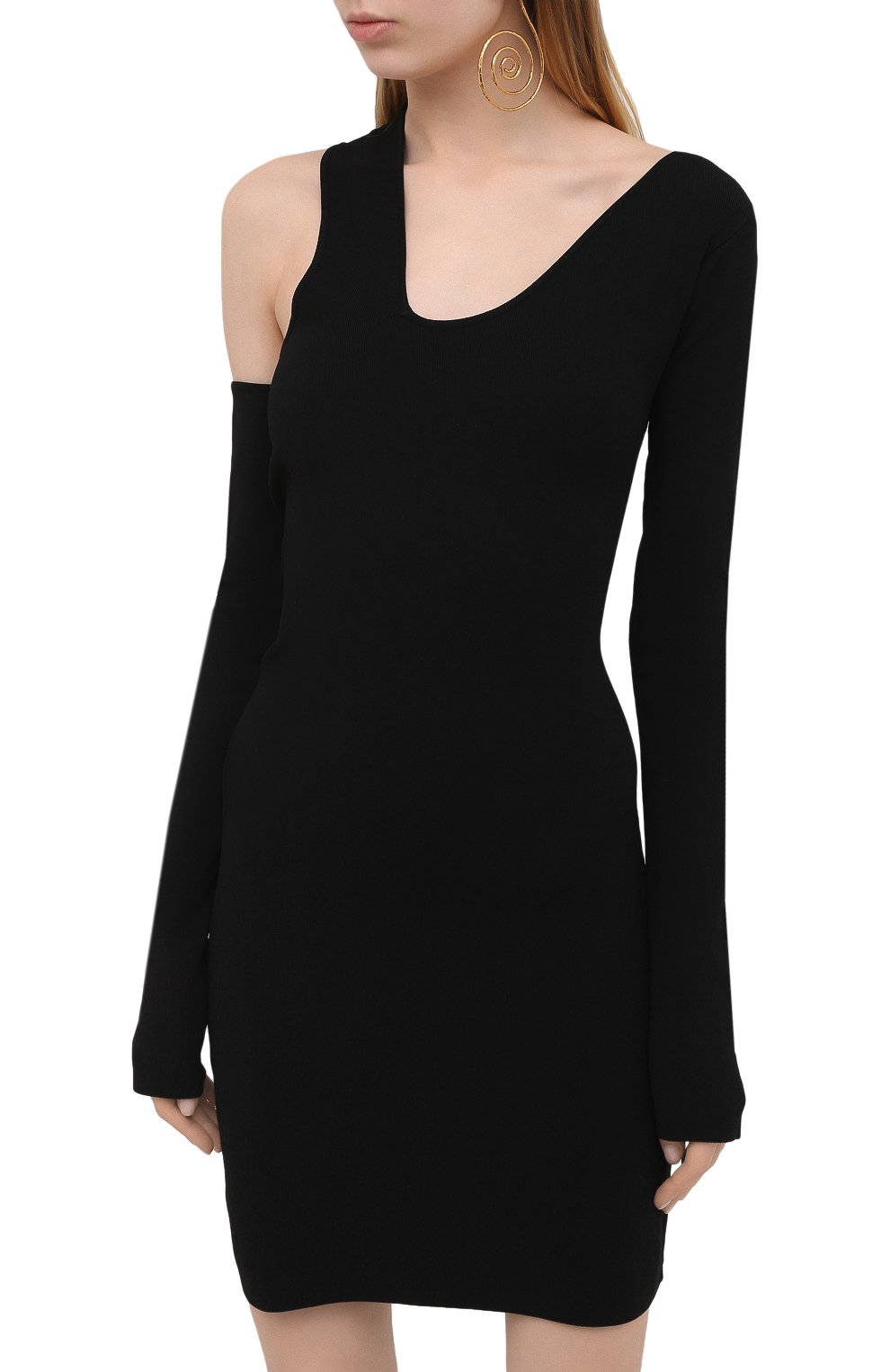 Платье из вискозы NANUSHKA черного цвета по цене 51400 руб., арт. SHANI_BLACK_FLUFFY KNIT, фото 3 Платье из вискозы NANUSHKA, арт. SHANI_BLACK_FLUFFY KNIT, фото 3