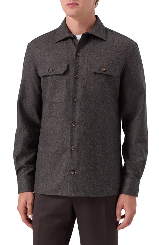 Шерстяная рубашка Brunello Cucinelli M038P0720 Коричневый  M038P0720 Фото 3
