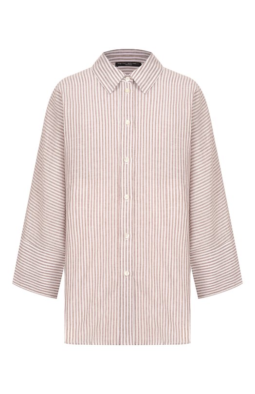 Рубашка изо льна и хлопка Pietro Brunelli CA2514/LI0028 Коричневый CA2514/LI0028