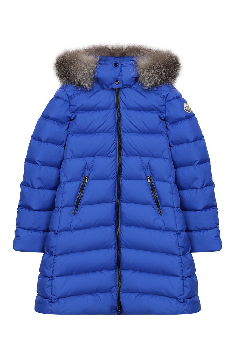 Детская пуховик с капюшоном MONCLER ENFANT синего цвета, арт. E2-954-49921-25-68352/8-10A | Фото 1 (Статус проверки: Проверено, Проверена категория; Материал подклада: Синтетический материал; Материал утеплителя: Пух и перо; Материал внешний: Синтетический матери�ал; Рукава: Длинные; Девочки Кросс-КТ: Пуховик-верхняя одежда; Кросс-КТ: Зима; Материал сплава: Проверено, Проставлено; Драгоценные камни: Проставлено; Ростовка одежда: 10 - 11 лет | 140 - 146см, 8 лет | 128 см)