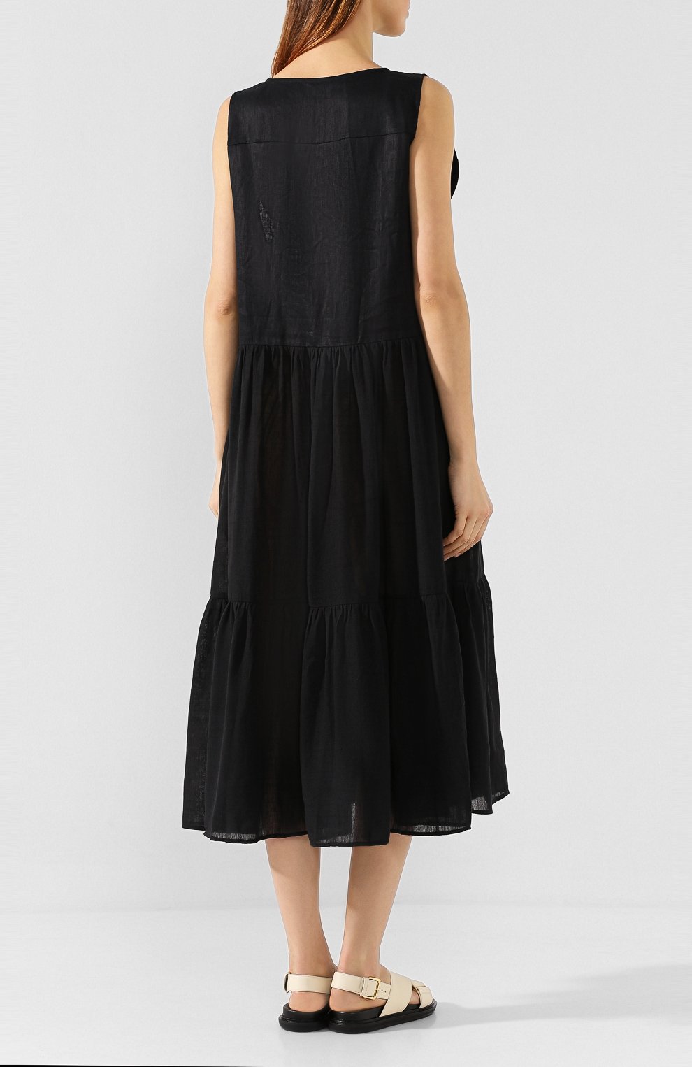Льняное платье A MERE CO черного цвета по цене 29950 руб., арт. AMC-R20-G7-93, фото 4 Льняное платье A MERE CO, арт. AMC-R20-G7-93, фото 4