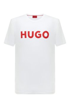Мужская хлопковая футболка HUGO белого цвета, арт. 50467556 | Фото 1 (Рукава: Короткие; Длина (для топов): Стандартные; Принт: С принтом; Материал сплава: Проставлено; Материал внешний: Хлопок; Драгоценные камни: Проставлено; Стили: Кэжуэл)
