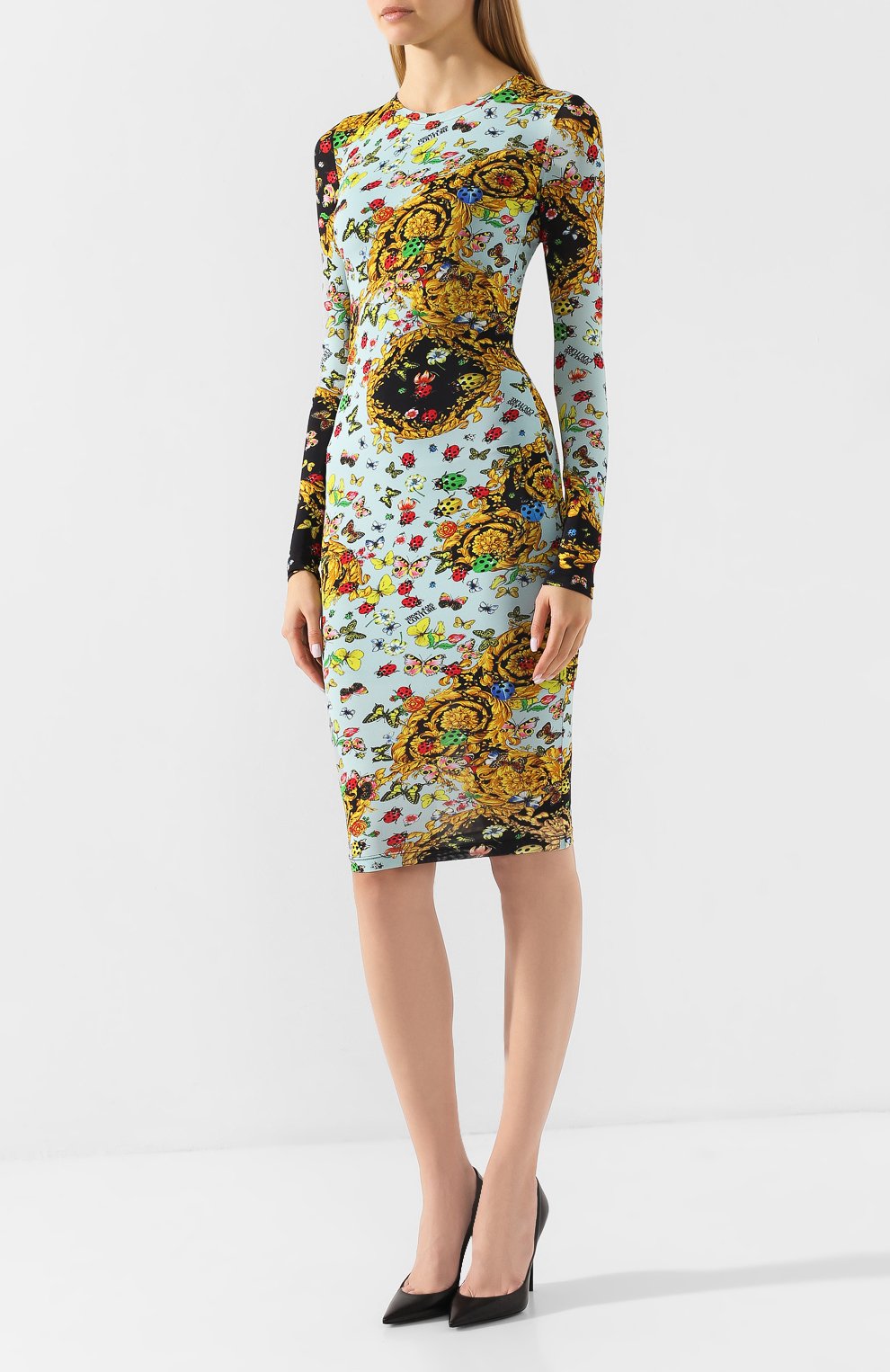 Платье с принтом VERSACE JEANS COUTURE разноцветного цвета по цене 24800 руб., арт. D2HUA448-UDP938/S0529, фото 3 Платье с принтом VERSACE JEANS COUTURE, арт. D2HUA448-UDP938/S0529, фото 3