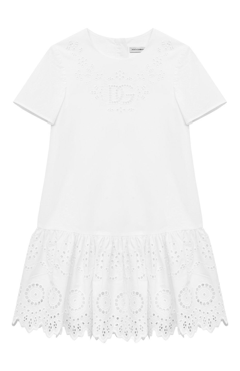 Хлопковое платье DOLCE & GABBANA белого цвета по цене 69950 руб., арт. L53DY3/G7NXY, фото 1 Хлопковое платье DOLCE & GABBANA, арт. L53DY3/G7NXY, фото 1