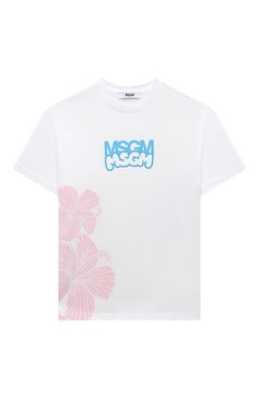 Детская хлопковая футболка MSGM KIDS белого цвета, арт. S4MSJGTH129 | Фото 1 (Девочки Кросс-КТ: футболка-одежда; Рукава: Короткие; Материал сплава: Проставлено; Материал внешний: Хлопок; Драгоценные камни: Проставлено; Ростовка одежда: 10 - 11 лет | 140 - 146см, 13 - 15 лет | 158 см, 12 ле�т | 152 см, 8 лет | 128 см, 6 лет | 116 см)