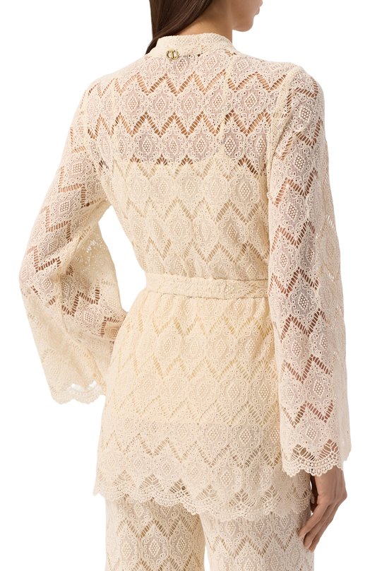 Хлопковый кардиган Twinset 251TP2406 Кремовый  251TP2406 Фото 4
