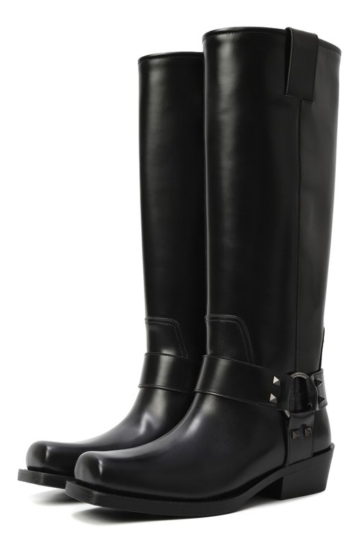 Кожаные сапоги Rockstud Valentino 5W0S0KV3/NIB Чёрный 5W0S0KV3/NIB