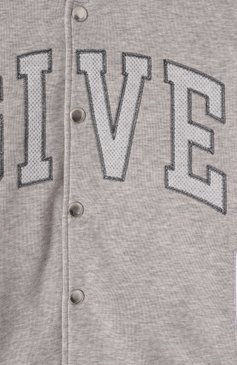 Детский хлопковый бомбер GIVENCHY серого цвета, арт. H30702 | Фото 3 (Драгоценные камни: Проставлено; Рукава: Длинные; Материал подклада: Хлопок; Материал сплава: Проставлено; Мальчики Кросс-КТ: Толстовка-одежда; Кросс-КТ: бомбер; Материал внешний: Хлопок; Ростовка одежда: 5 лет | 110 см, 7 лет | 122 см, 12 лет | 152 см, 9 лет | 134 см, 13 - 15 лет | 158 см)