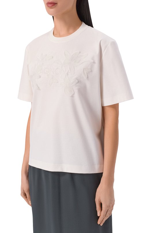 Хлопковая футболка Agnona TT1109E/Y2050E Белый  TT1109E/Y2050E Фото 3