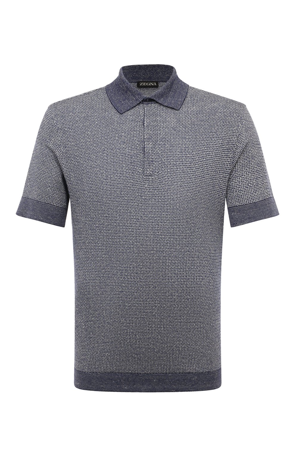 Поло из хлопка и льна ZEGNA синего цвета по цене 87550 руб., арт. UD372A7/D727, фото 1 Поло из хлопка и льна ZEGNA, арт. UD372A7/D727, фото 1