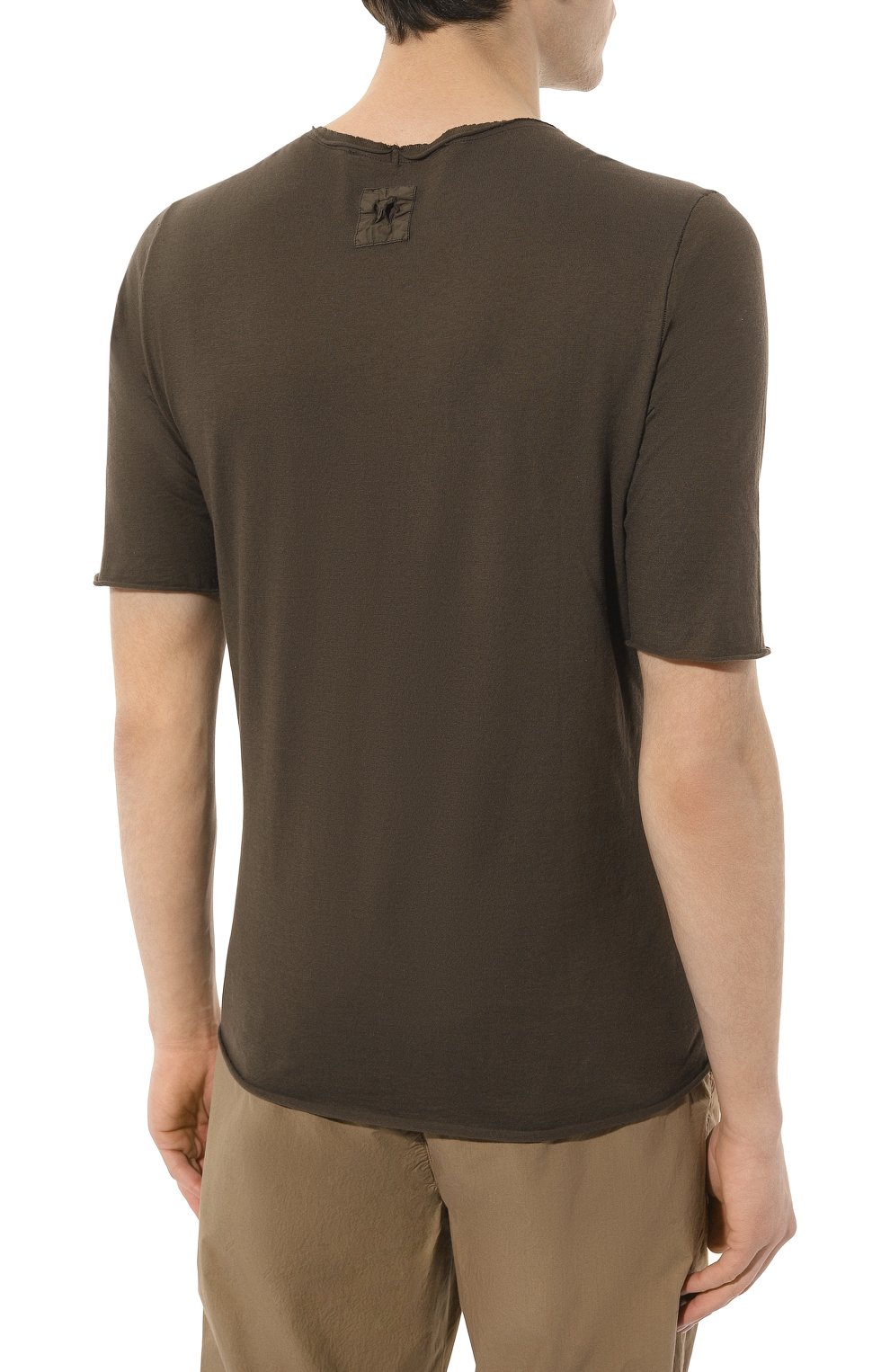 Хлопковая футболка HANNES ROETHER хаки цвета по цене 14900 руб., арт. 110892/FA36C0N.215.213, фото 4 Хлопковая футболка HANNES ROETHER, арт. 110892/FA36C0N.215.213, фото 4