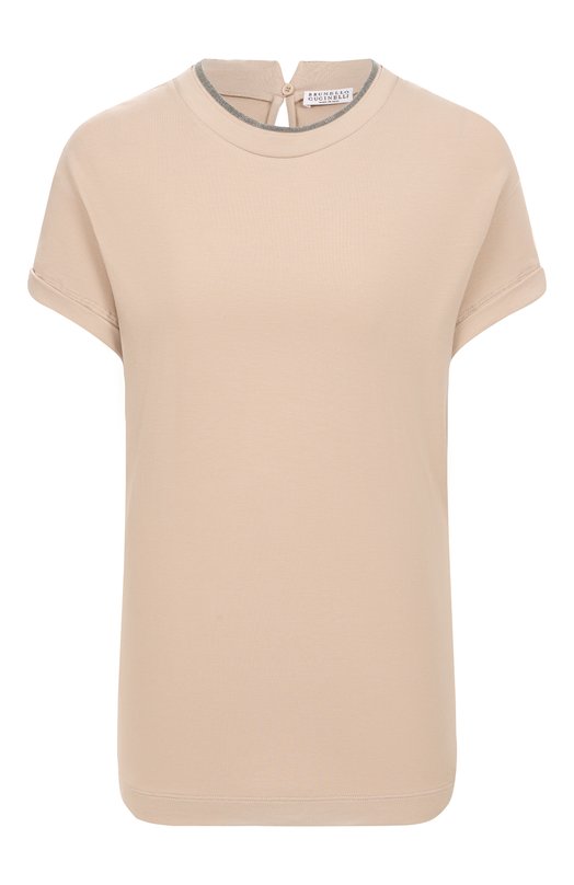 Хлопковая футболка Brunello Cucinelli MPT18BD200 Бежевый MPT18BD200