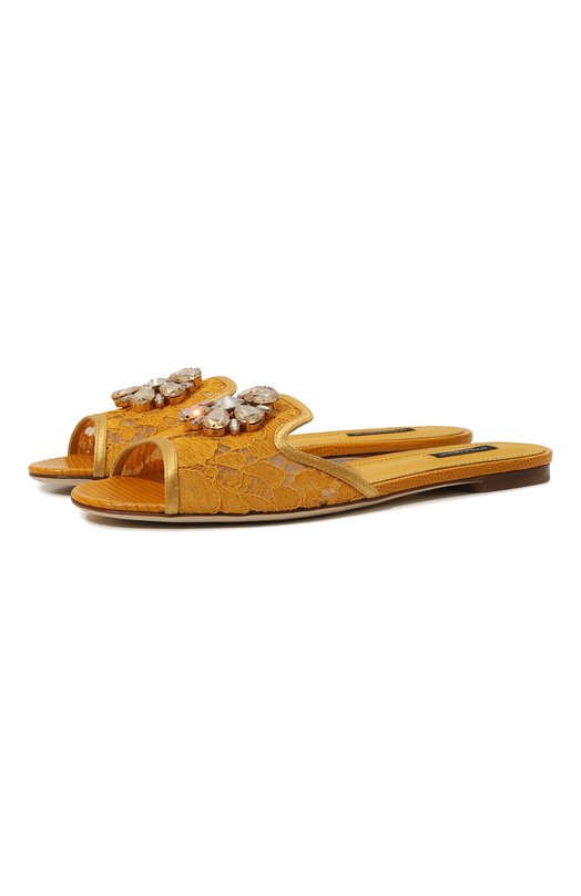 Текстильные шлепанцы Rainbow Bianca Dolce & Gabbana CQ0023/AG667 Жёлтый CQ0023/AG667