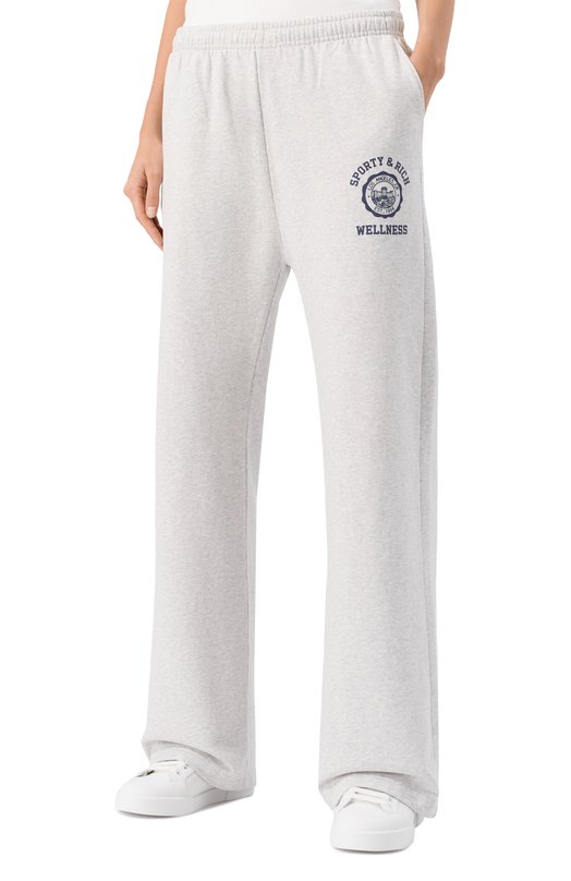 Хлопковые брюки Sporty and Rich PA040508033GY03 Серый  PA040508033GY03 Фото 3