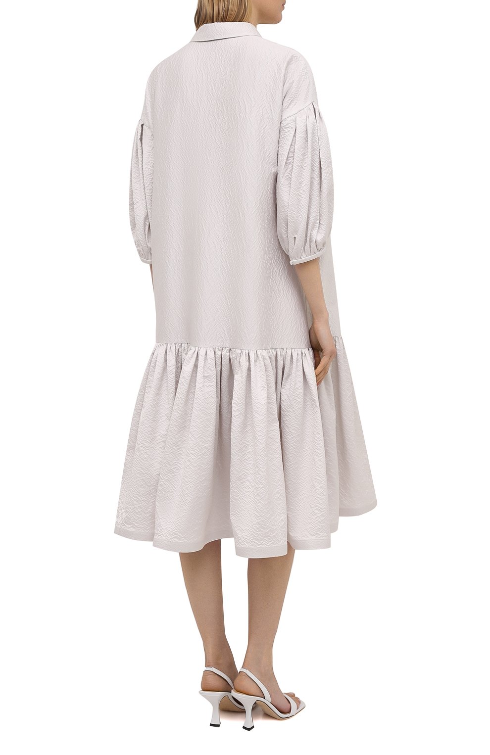 Платье из хлопка и шелка TEGIN светло-серого цвета по цене 55000 руб., арт. SD2149, фото 4 Платье из хлопка и шелка TEGIN, арт. SD2149, фото 4