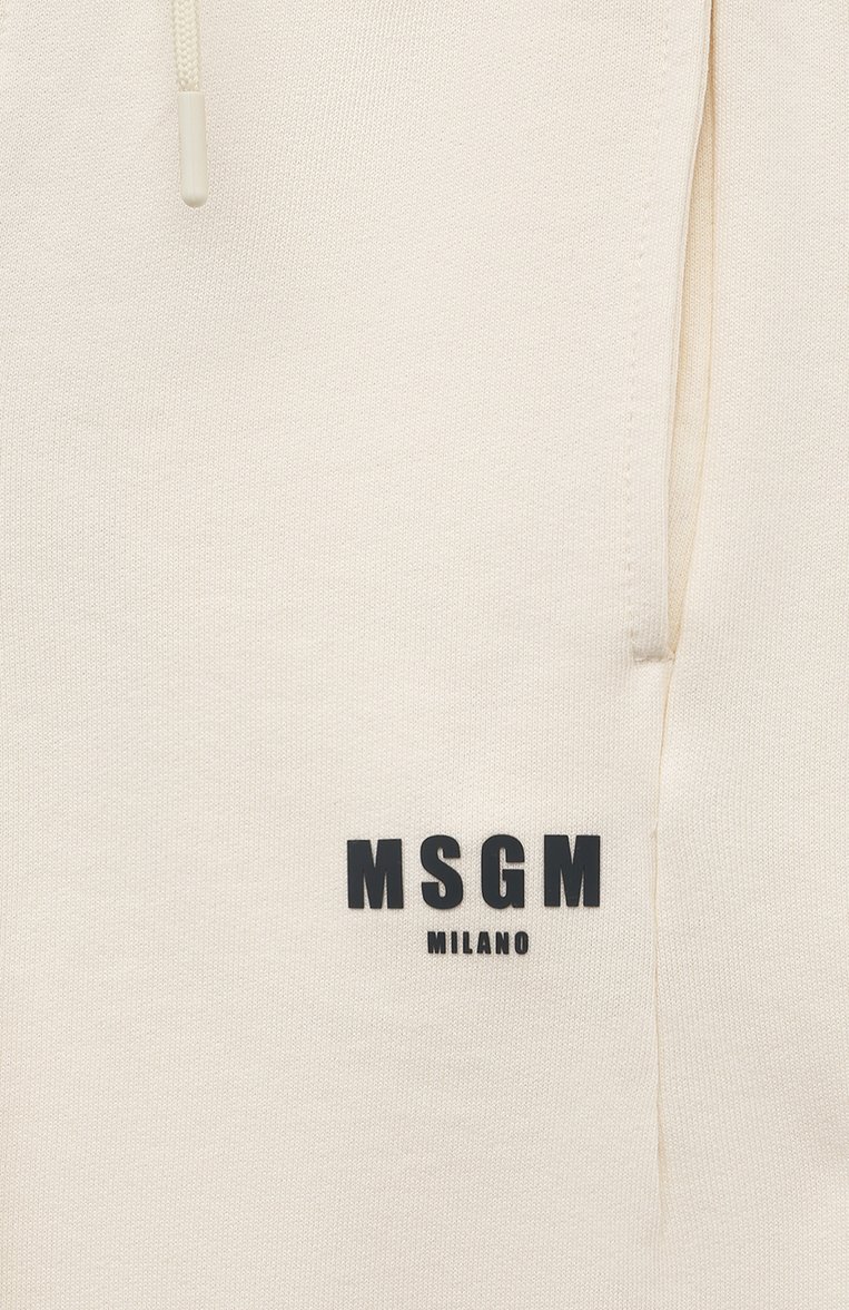 Детские хлопковые джоггеры MSGM KIDS кремового цвета, арт. S4MSJBFP267 | Фото 3 (Нос: Не проставлено; Материал внешний: Хлопок; Автоматизация состава: Проставлено)