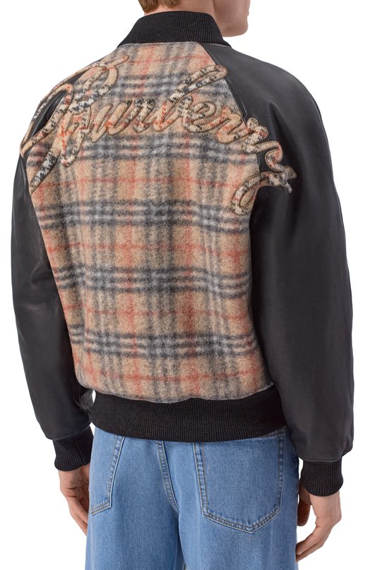 Комбинированный бомбер Burberry 8119190 Бежевый  8119190 Фото 4