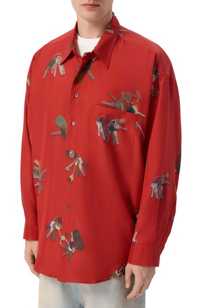 Шелковая рубашка MAGLIANO красного цвета по цене 115000 руб., арт. MGFW26SR01092, фото 3 Шелковая рубашка MAGLIANO, арт. MGFW26SR01092, фото 3