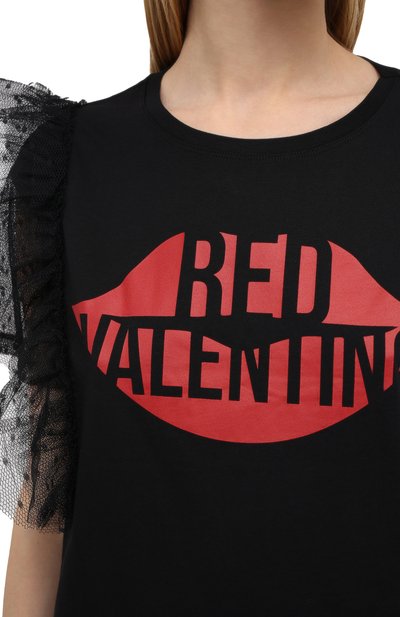 Хлопковая футболка REDVALENTINO черного цвета по цене 21850 руб., арт. UR0MG07S/5K4, фото 5 Хлопковая футболка REDVALENTINO, арт. UR0MG07S/5K4, фото 5