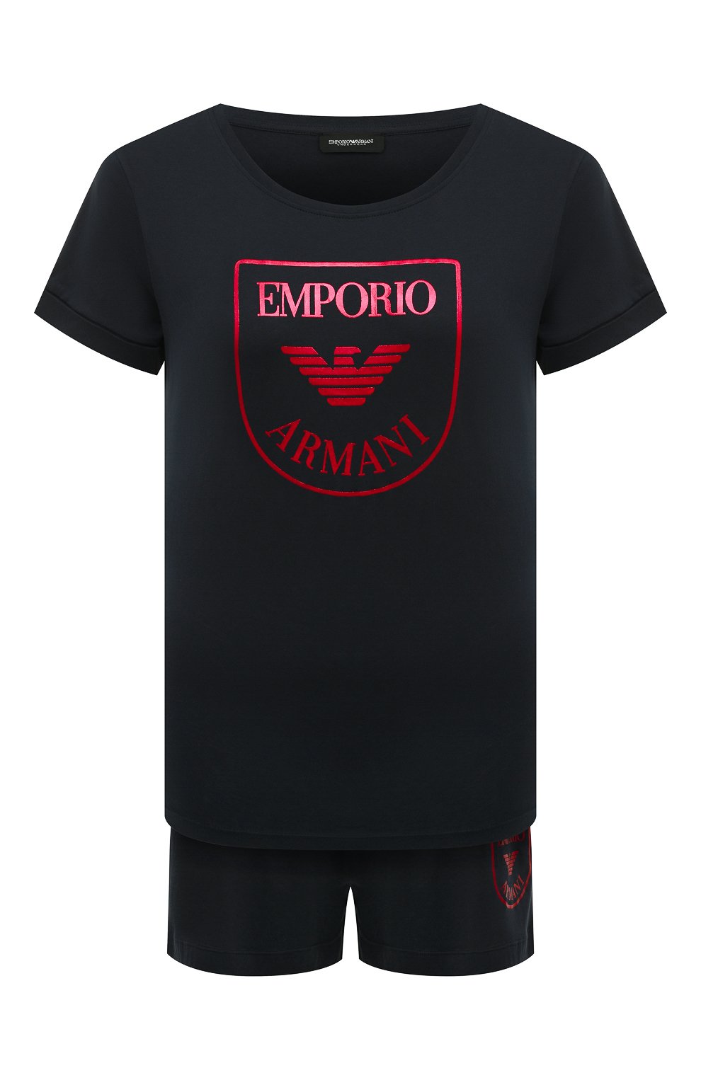 Хлопковая пижама EMPORIO ARMANI темно-синего цвета по цене 11300 руб., арт. 164565/2R255, фото 1 Хлопковая пижама EMPORIO ARMANI, арт. 164565/2R255, фото 1