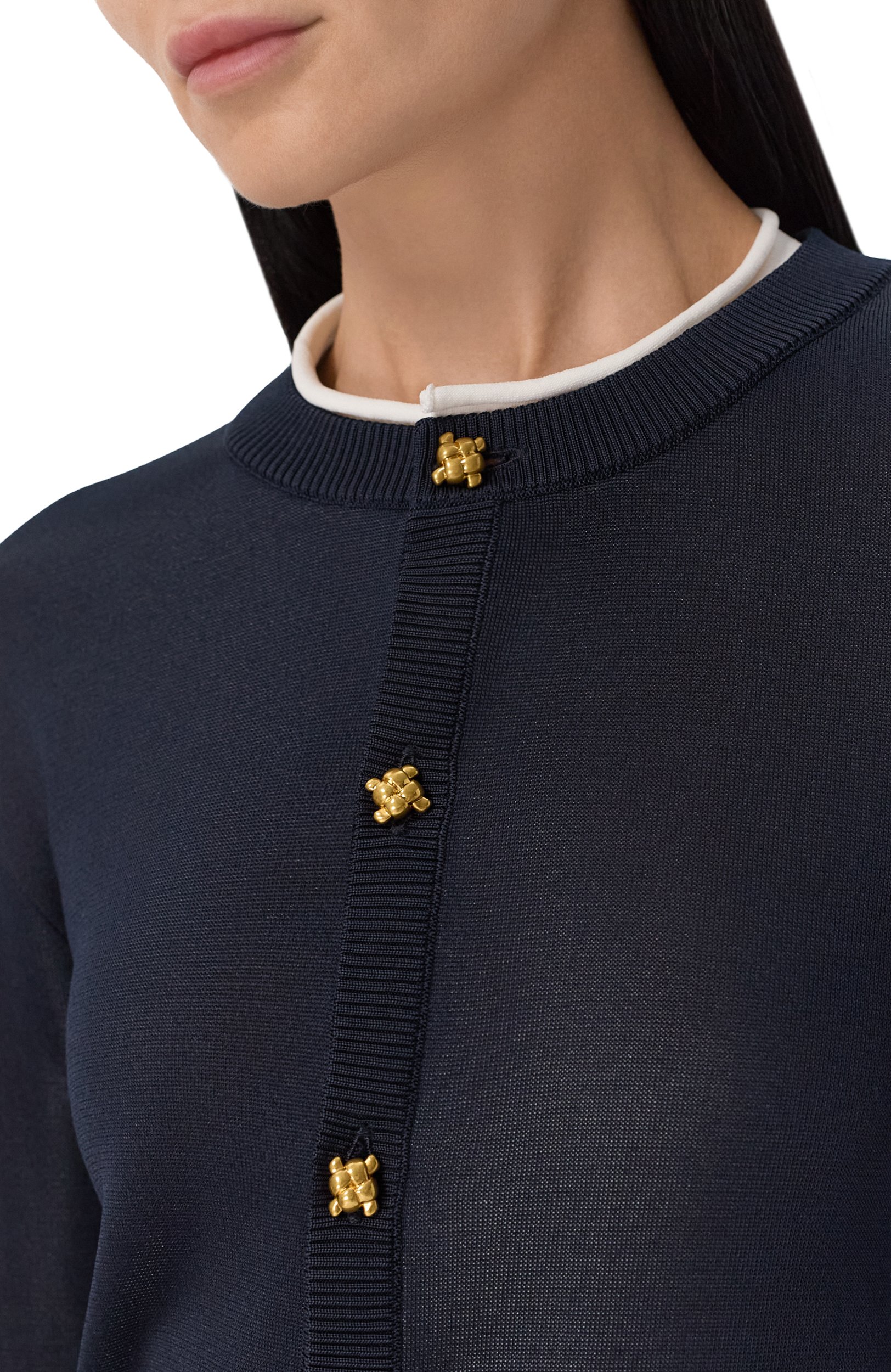 Кардиган из шелка и вискозы BOTTEGA VENETA синего цвета по цене 354500 руб., арт. 873930/V6MY0, фото 5 Кардиган из шелка и вискозы BOTTEGA VENETA, арт. 873930/V6MY0, фото 5