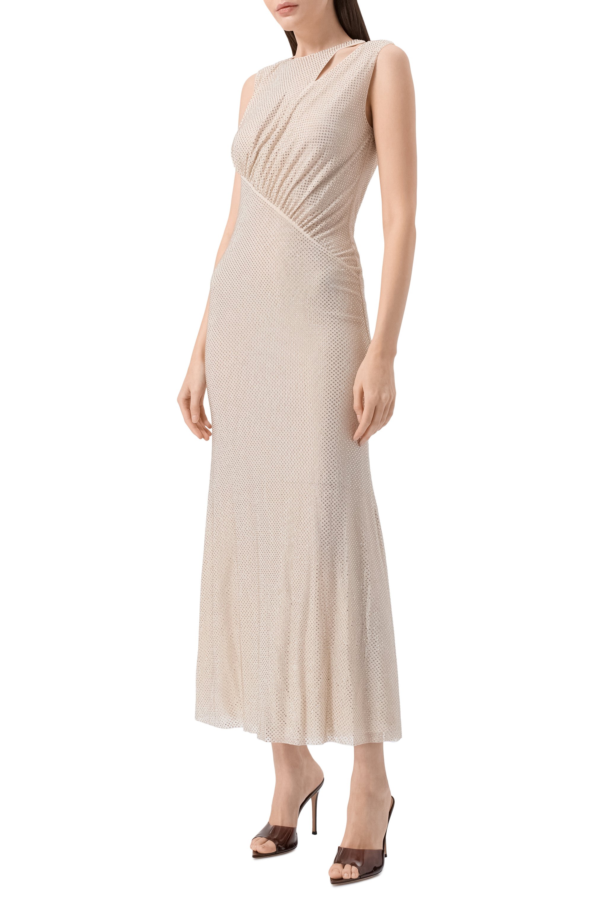 Платье с отделкой стразами SELF-PORTRAIT кремового цвета по цене 92500 руб., арт. SC25030MCH, фото 2 Платье с отделкой стразами SELF-PORTRAIT, арт. SC25030MCH, фото 2