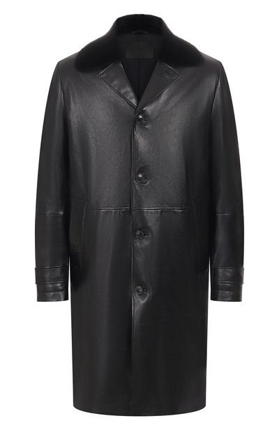 Мужское кожаное пальто с меховым воротником MVST, арт. M25.1PM.C003