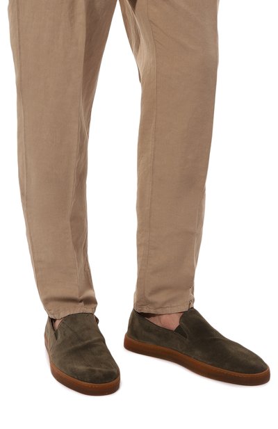 Замшевые слипоны H`D`S`N BARACCO хаки цвета по цене 43950 руб., арт. R0DI.15*, фото 3 Замшевые слипоны H`D`S`N BARACCO, арт. R0DI.15*, фото 3