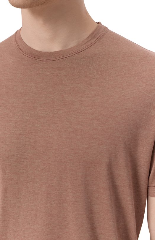 Футболка из шелка и хлопка Kiton UMK063204 Коричневый  UMK063204 Фото 5