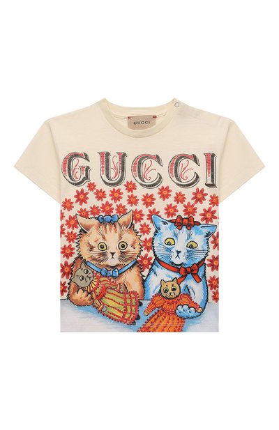 Хлопковая футболка GUCCI, арт. 581019/XJD2M/9-12M, фото 1