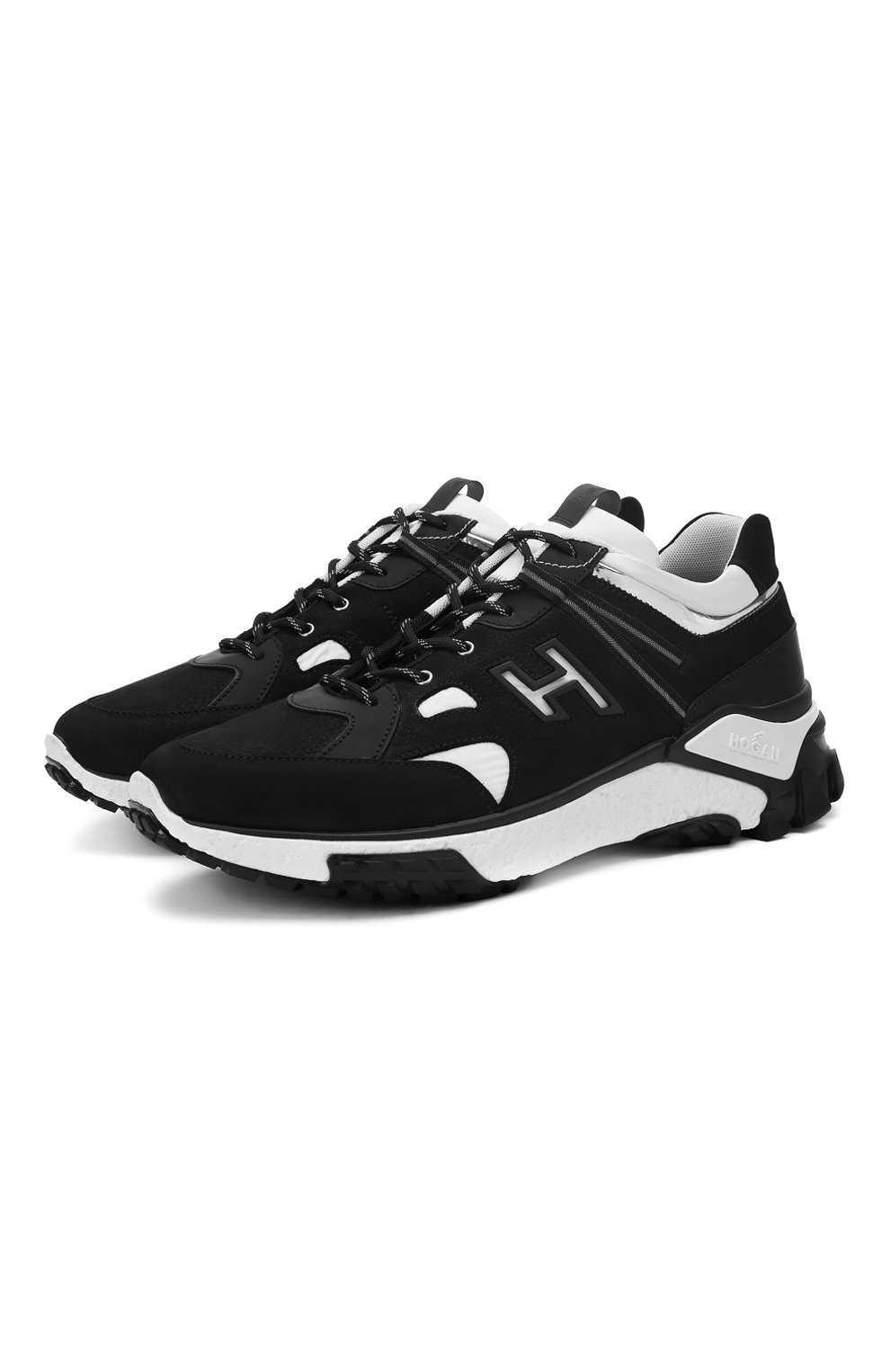 Кожаные кроссовки HOGAN черно-белого цвета по цене 63050 руб., арт. GYM4770CA74MMB, фото 1 Кожаные кроссовки HOGAN, арт. GYM4770CA74MMB, фото 1