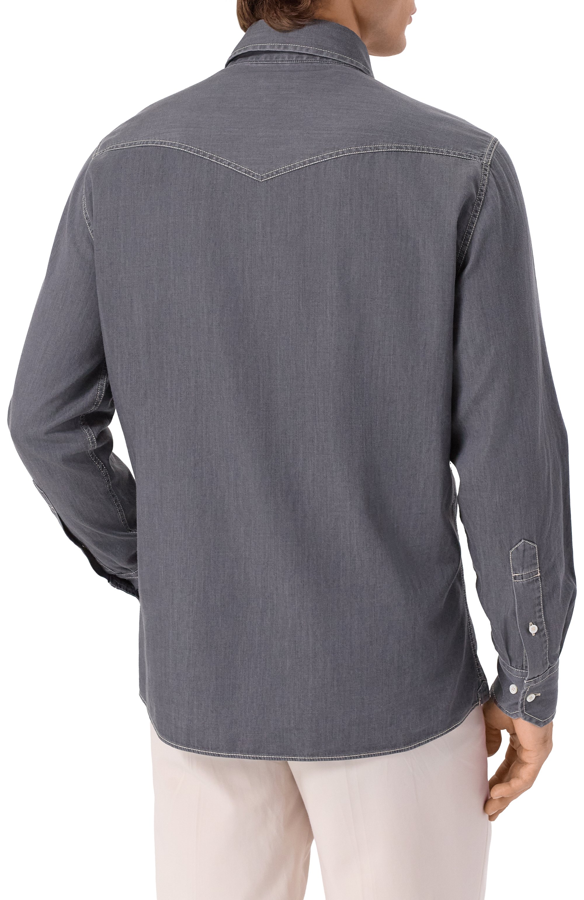 Джинсовая рубашка BRUNELLO CUCINELLI, арт. MR6834008, фото 4