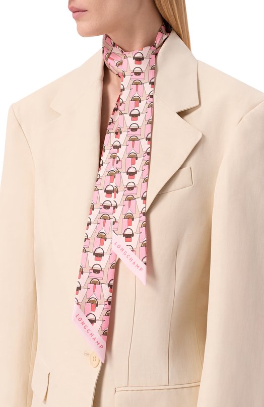 Шелковый шарф-твилли Longchamp 51010GS0/GS0 Розовый  51010GS0/GS0 Фото 2