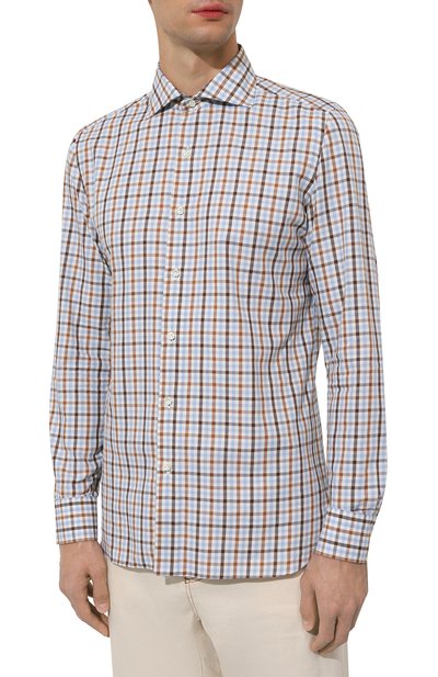 Хлопковая рубашка LUIGI BORRELLI коричневого цвета по цене 45300 руб., арт. SR3711, фото 3 Хлопковая рубашка LUIGI BORRELLI, арт. SR3711, фото 3