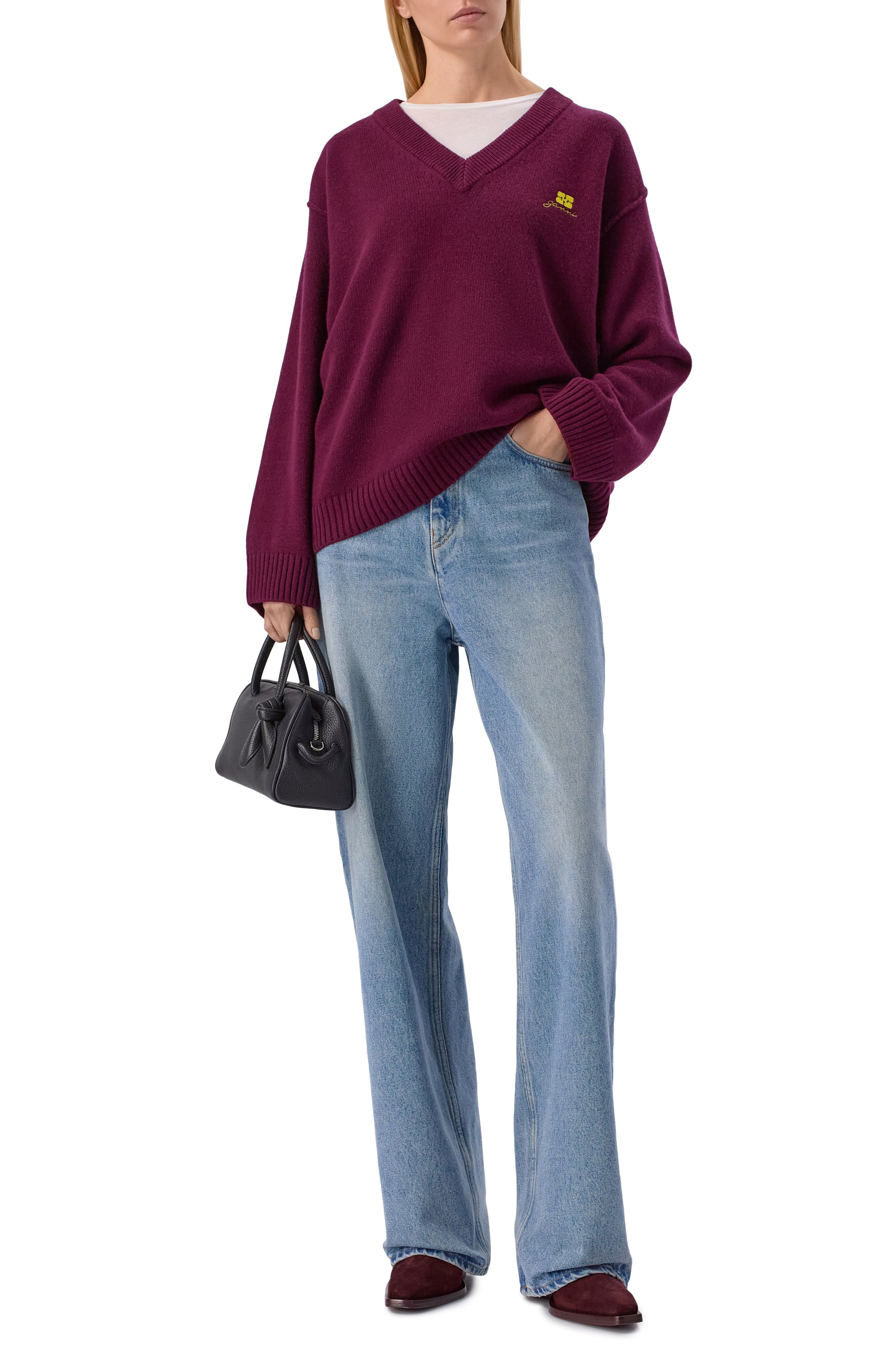 Свитер из шерсти и вискозы GANNI, арт. K2590, фото 2