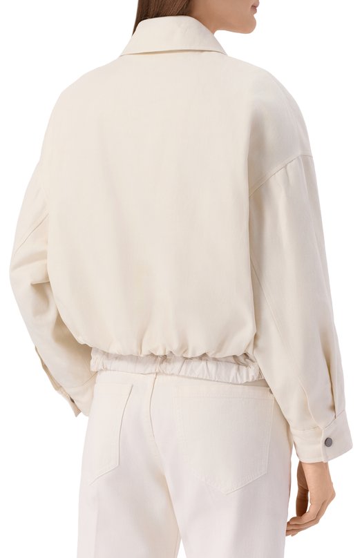 Куртка из хлопка и льна Brunello Cucinelli ML1187662 Кремовый  ML1187662 Фото 4