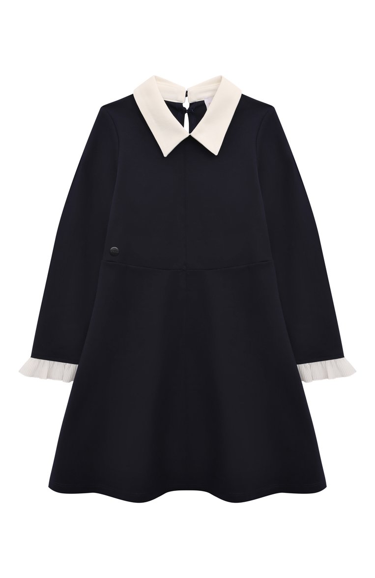 Детское платье из вискозы EIRENE темно-синего цвета, арт. FW242590/6/7A-8/9A | Фото 1 (Рукава: Длинные; Материал внешний: Вискоза; Девочки Кросс-КТ: Платье-одежда; Девочки-школьная форма: Платья; Случай: Формальный; Ростовка одежда: 8 лет | 128 см, 7 лет | 122 см, 9 лет | 134 см)