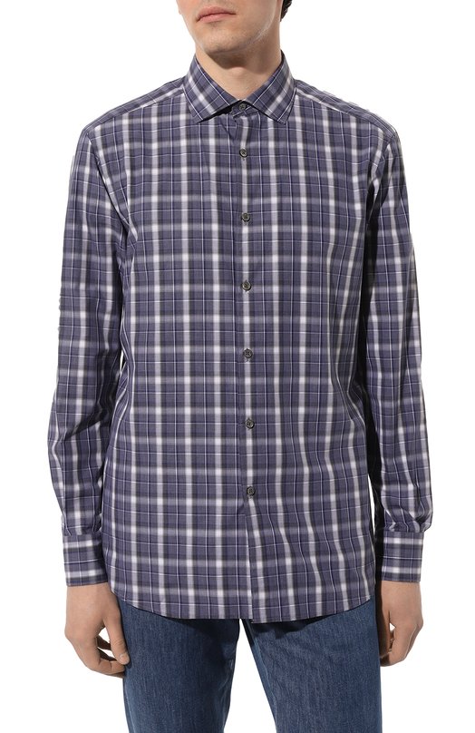 Хлопковая рубашка Zegna UCX02A6/SRF5 Фиолетовый  UCX02A6/SRF5 Фото 3
