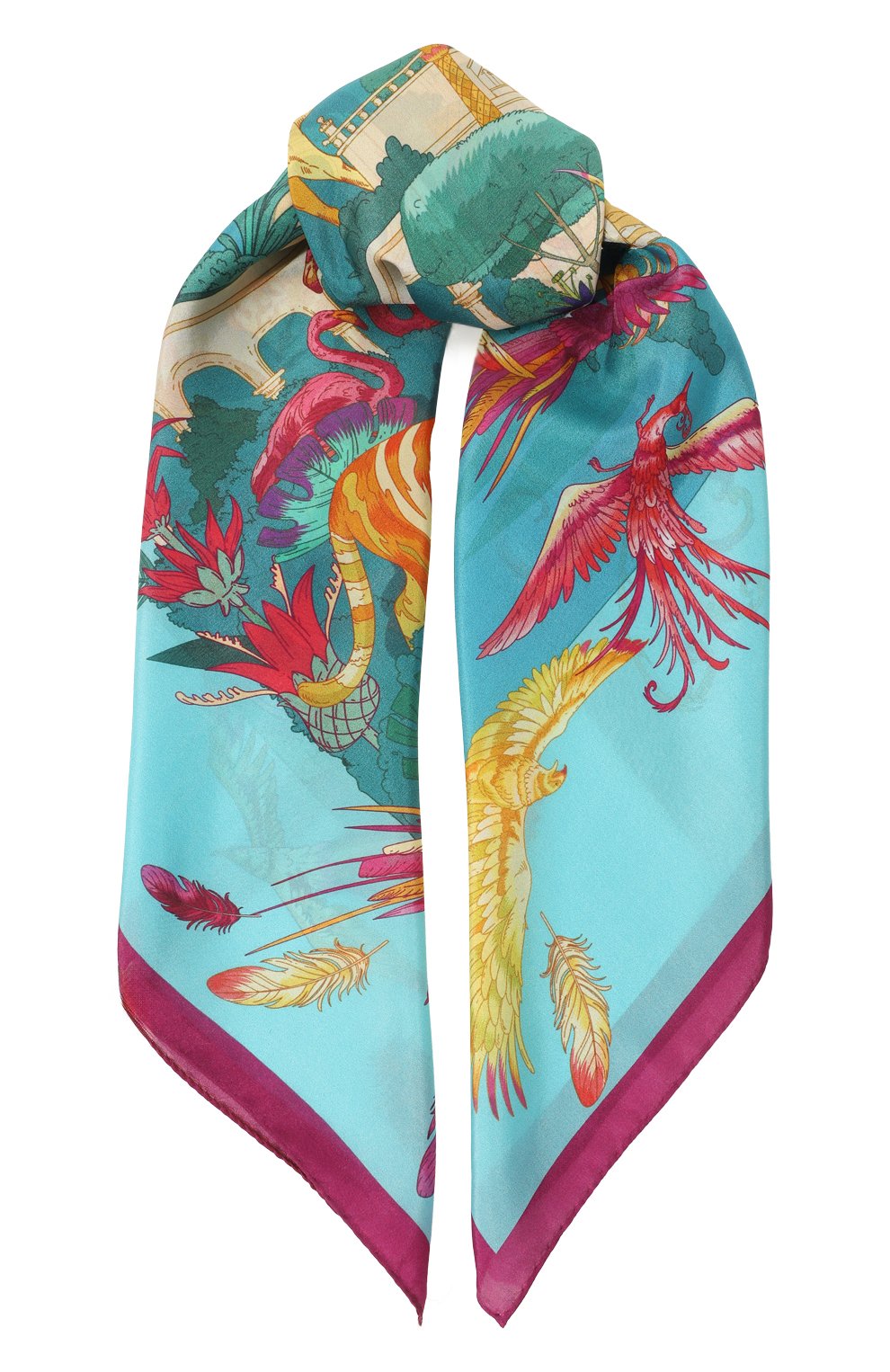 Шелковый платок дивный сад GOURJI бирюзового цвета по цене 15980 руб., арт. 91131037/445562172, фото 1 Шелковый платок дивный сад GOURJI, арт. 91131037/445562172, фото 1
