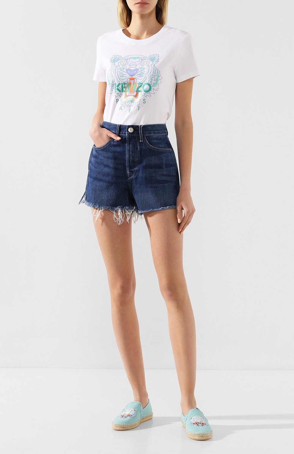 Хлопковая футболка KENZO белого цвета по цене 10900 руб., арт. FA52TS7214YB, фото 2 Хлопковая футболка KENZO, арт. FA52TS7214YB, фото 2