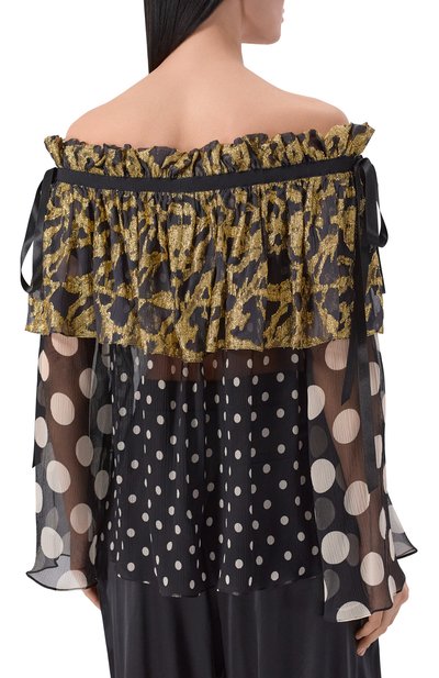 Шелковая блузка NINA RICCI черно-белого цвета по цене 137500 руб., арт. 26PCT0023/SE1409, фото 4 Шелковая блузка NINA RICCI, арт. 26PCT0023/SE1409, фото 4