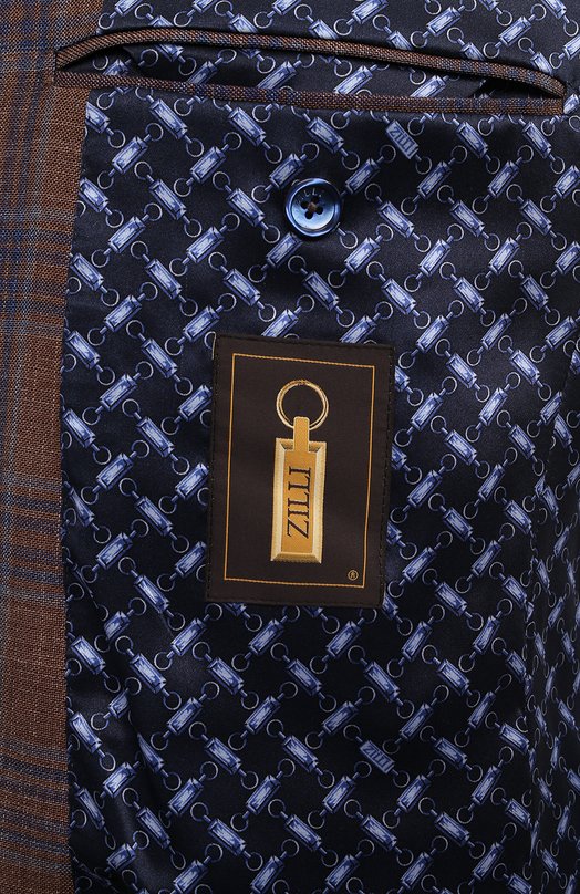 Пиджак из шерсти и шелка Zilli MNT-VG2F-2-C6211/M001 Коричневый  MNT-VG2F-2-C6211/M001 Фото 8