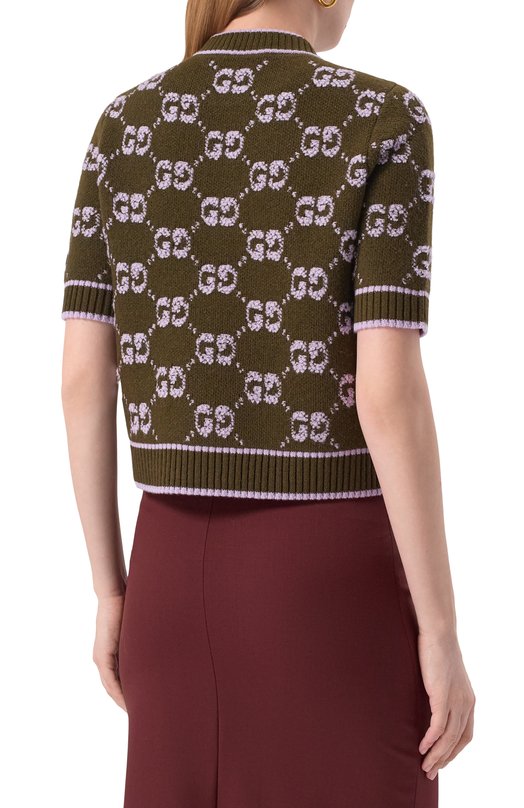 Шерстяной пуловер Gucci 770059/XKCNA Хаки  770059/XKCNA Фото 4