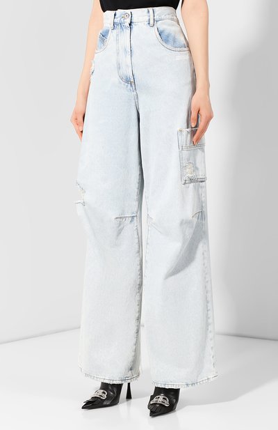 Джинсы свободного кроя OFF-WHITE голубого цвета по цене 85650 руб., арт. 0WYA011F197730647101, фото 3 Джинсы свободного кроя OFF-WHITE, арт. 0WYA011F197730647101, фото 3