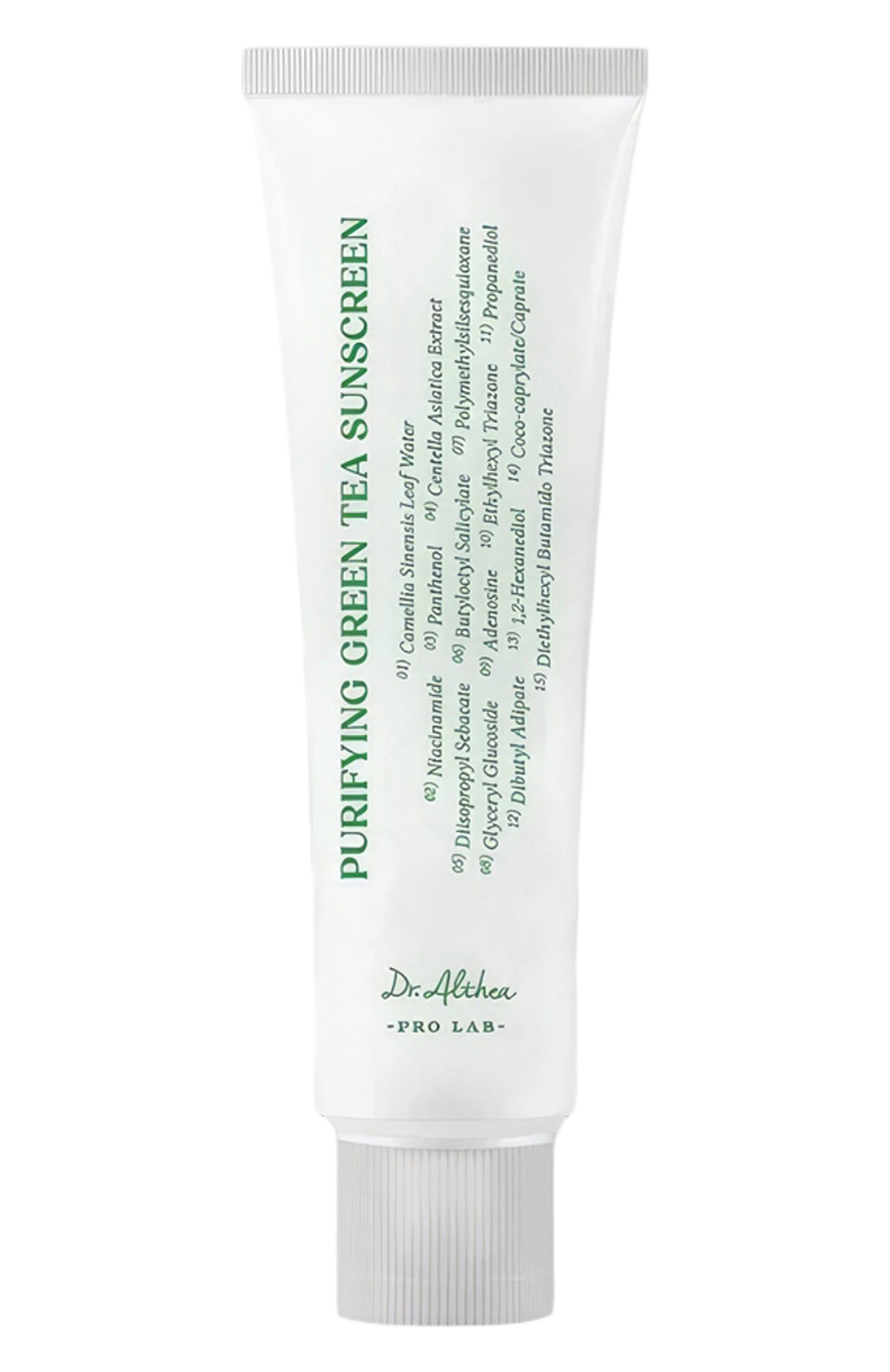 Солнцезащитный крем с зеленым чаем purifying green tea sunscreen spf 50+ pa++++ (50ml) DR. ALTHEA бесцветного цвета по цене 2380 руб., арт. 254647, фото 1 Солнцезащитный крем с зеленым чаем purifying green tea sunscreen spf 50+ pa++++ (50ml) DR. ALTHEA, арт. 254647, фото 1