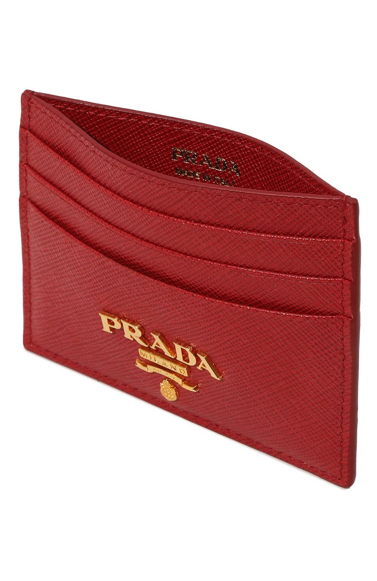 Женский кожаный футляр для кредитных карт PRADA красного цвета, арт. 1MC025-QWA-F068Z | Фото 3 (Материа�л: Натуральная кожа; Материал сплава: Проставлено; Нос: Не проставлено)