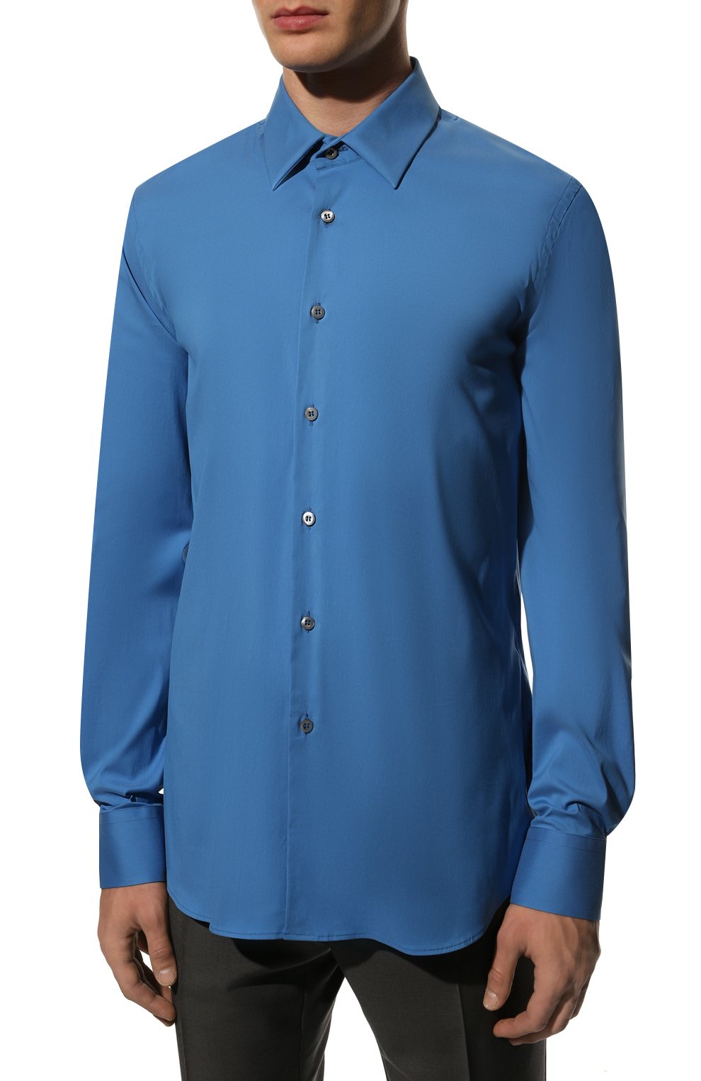 Хлопковая рубашка PRADA синего цвета по цене 65000 руб., арт. UCM608-F62-F0013, фото 3 Хлопковая рубашка PRADA, арт. UCM608-F62-F0013, фото 3