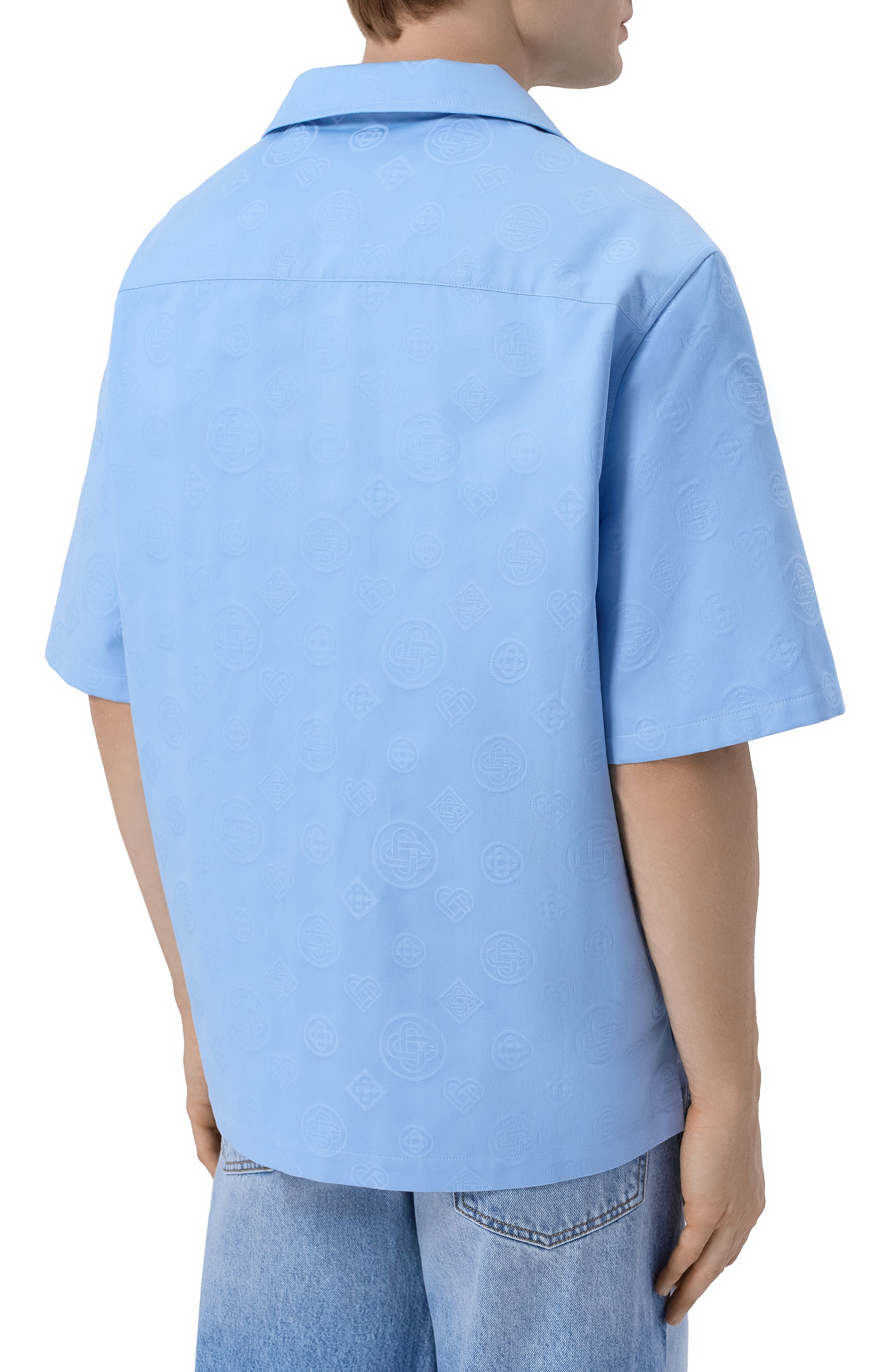 Хлопковая рубашка CASABLANCA голубого цвета по цене 79950 руб., арт. M-SP26-SH-228-03, фото 4 Хлопковая рубашка CASABLANCA, арт. M-SP26-SH-228-03, фото 4